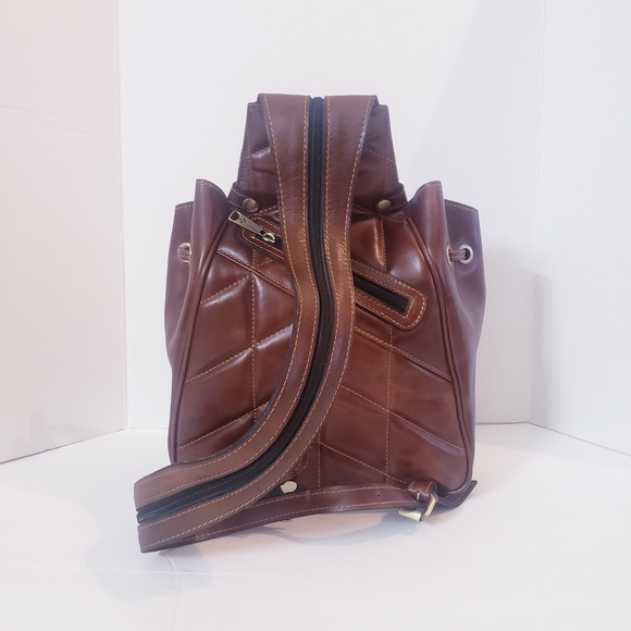Patricia Nash Brown Leather Quilted Backpack - Picture 4 of 12